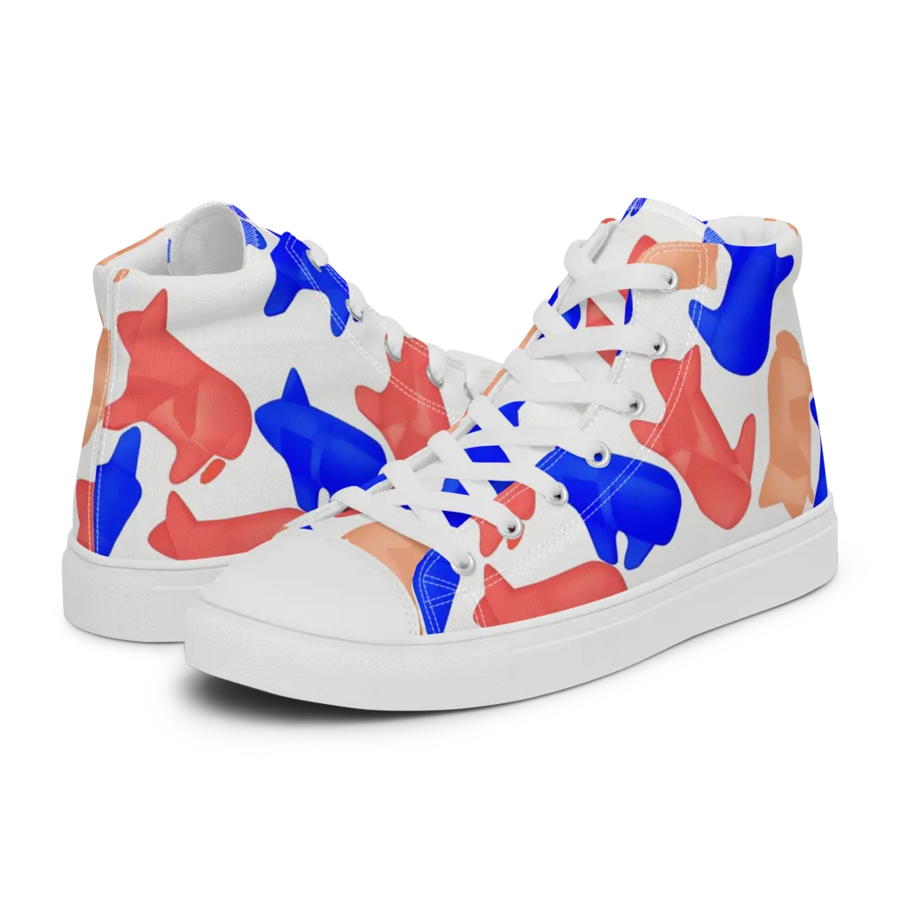 Pop Art Menagerie on Women's High Top Canvas Shoes — Left