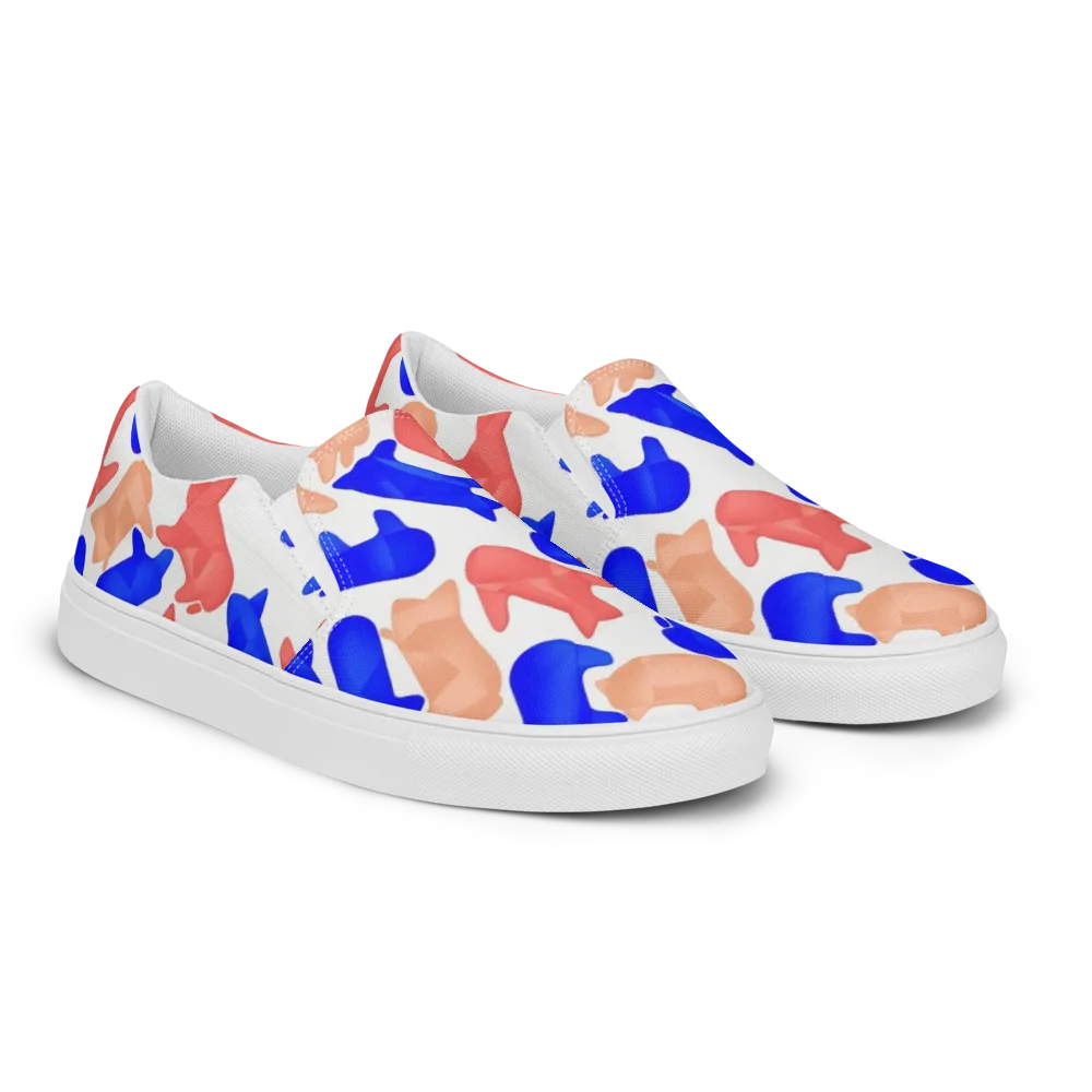 Pop Art Menagerie on Men's Slip-On Canvas Shoes — Right Front