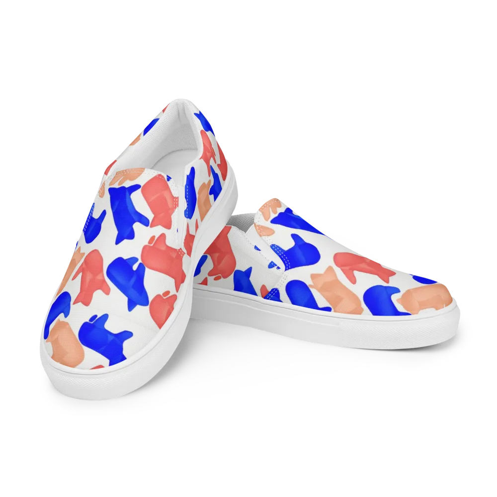 Pop Art Menagerie on Men's Slip-On Canvas Shoes — Left Front