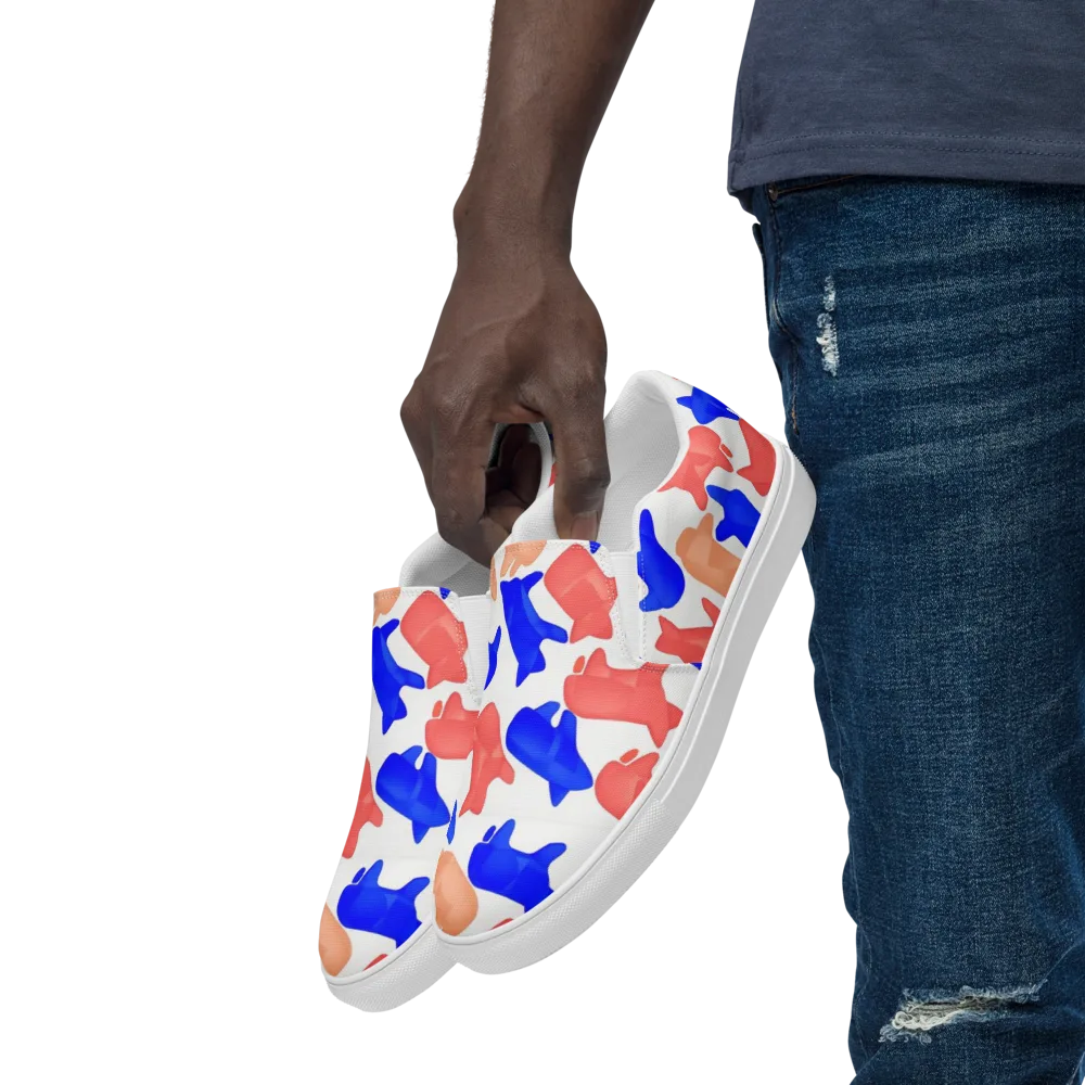 Pop Art Menagerie on Men's Slip-On Canvas Shoes — Left Front