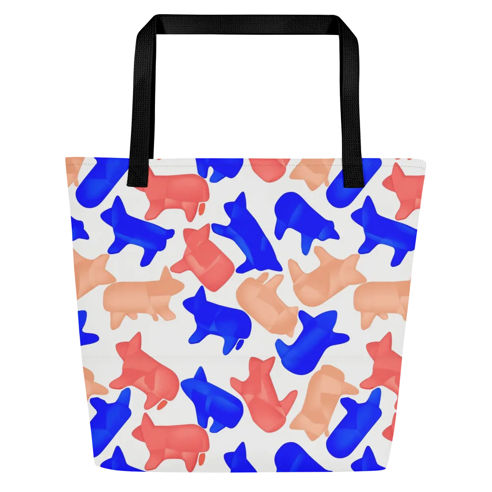 Pop Art Menagerie on Large Tote Bag W/ Pocket — Front