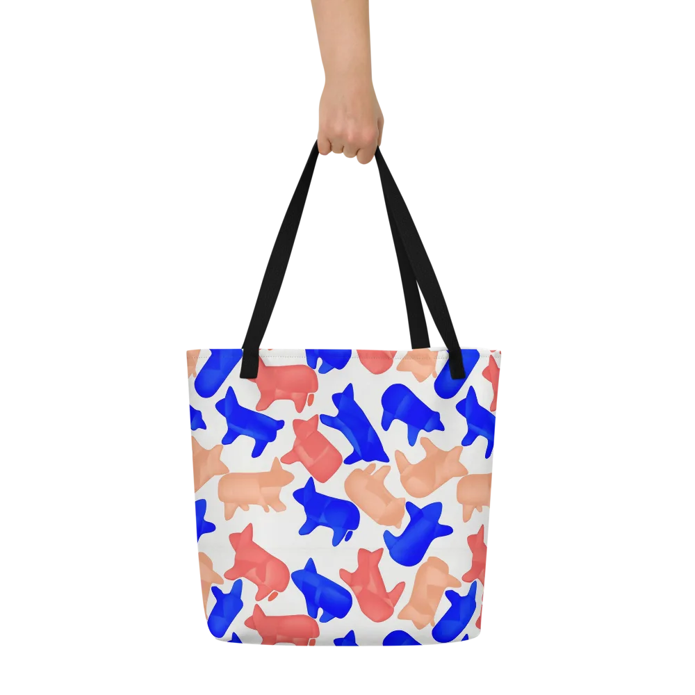 Pop Art Menagerie on Large Tote Bag W/ Pocket — Front