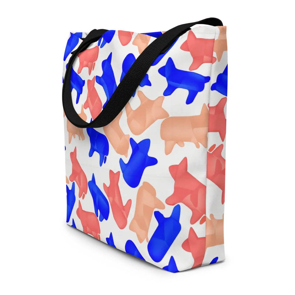 Pop Art Menagerie on Large Tote Bag W/ Pocket — Front