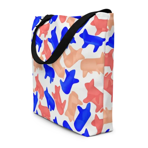 Pop Art Menagerie on a Large Tote Bag W/ Pocket