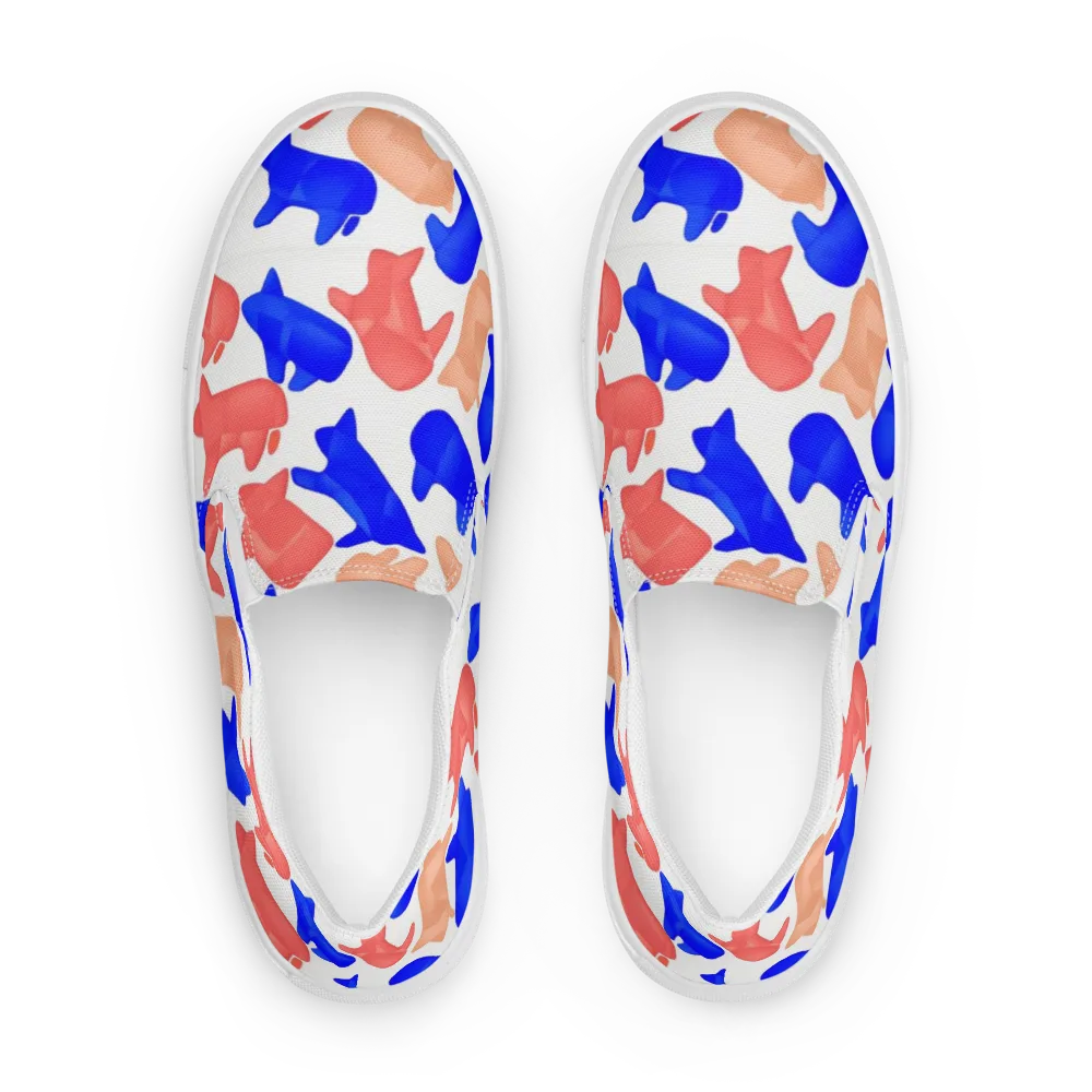 Pop Art Menagerie on Women's Slip-On Canvas Shoes — Front