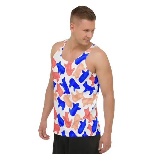 Pop Art Menagerie on a Men's Tank Top