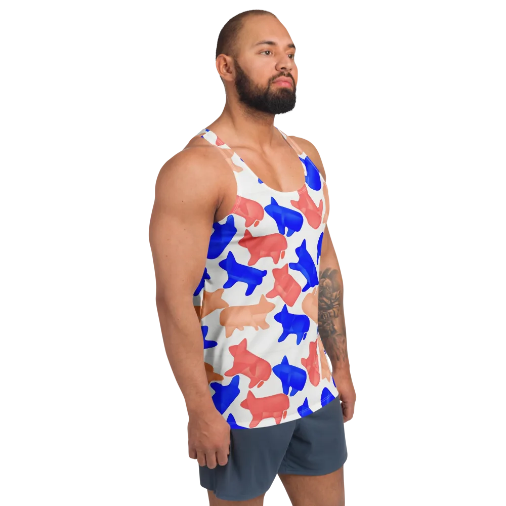 Pop Art Menagerie on Men's Tank Top — Right Front
