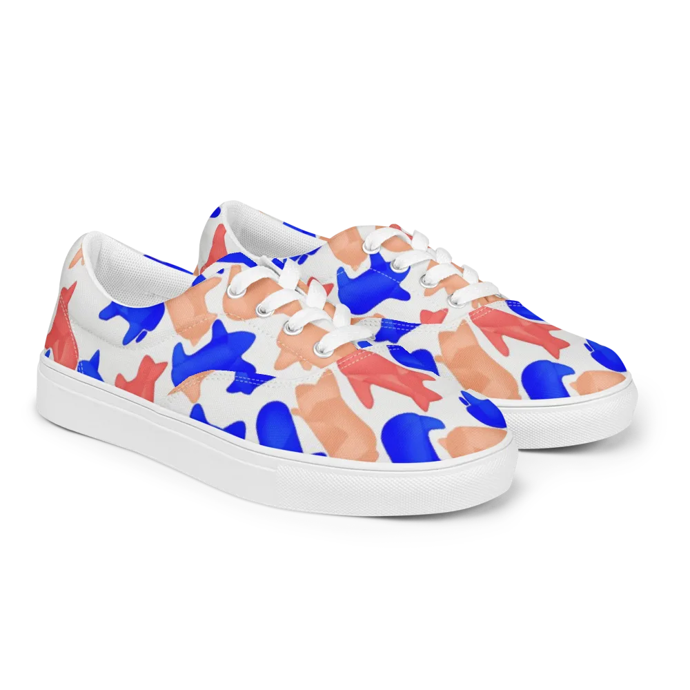 Pop Art Menagerie on Men's Lace-Up Canvas Shoes — Right Front