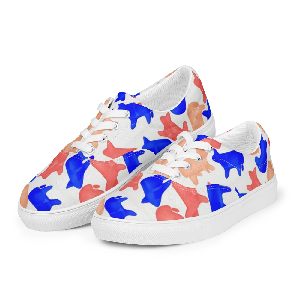 Pop Art Menagerie on Men's Lace-Up Canvas Shoes — Left Front