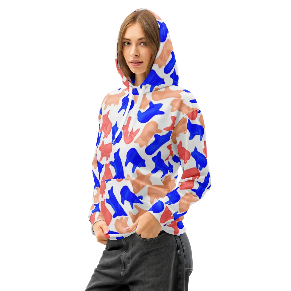 Pop Art Menagerie on Cotton Hoodie — Left Front
