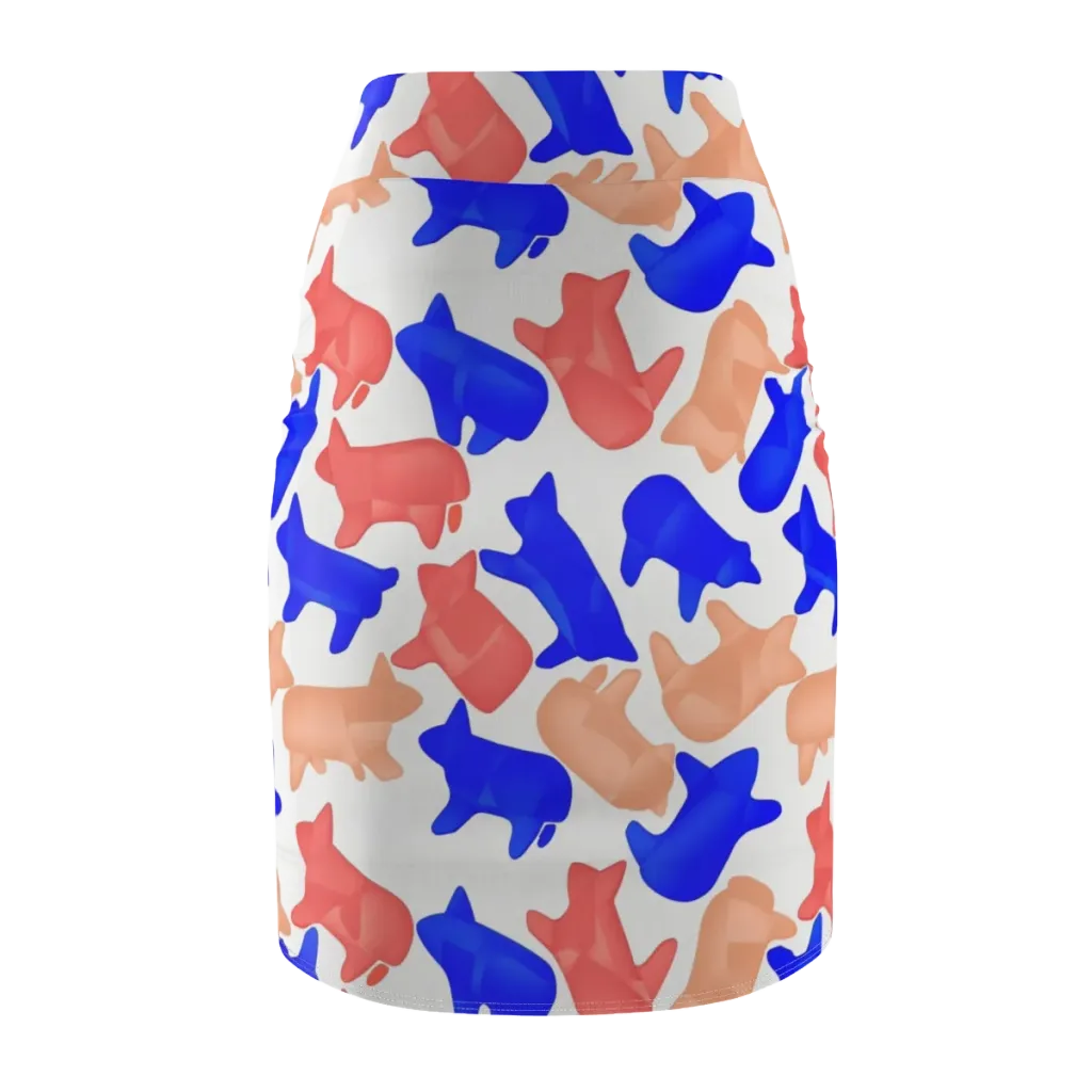 Pop Art Menagerie on Pencil Skirt — Back