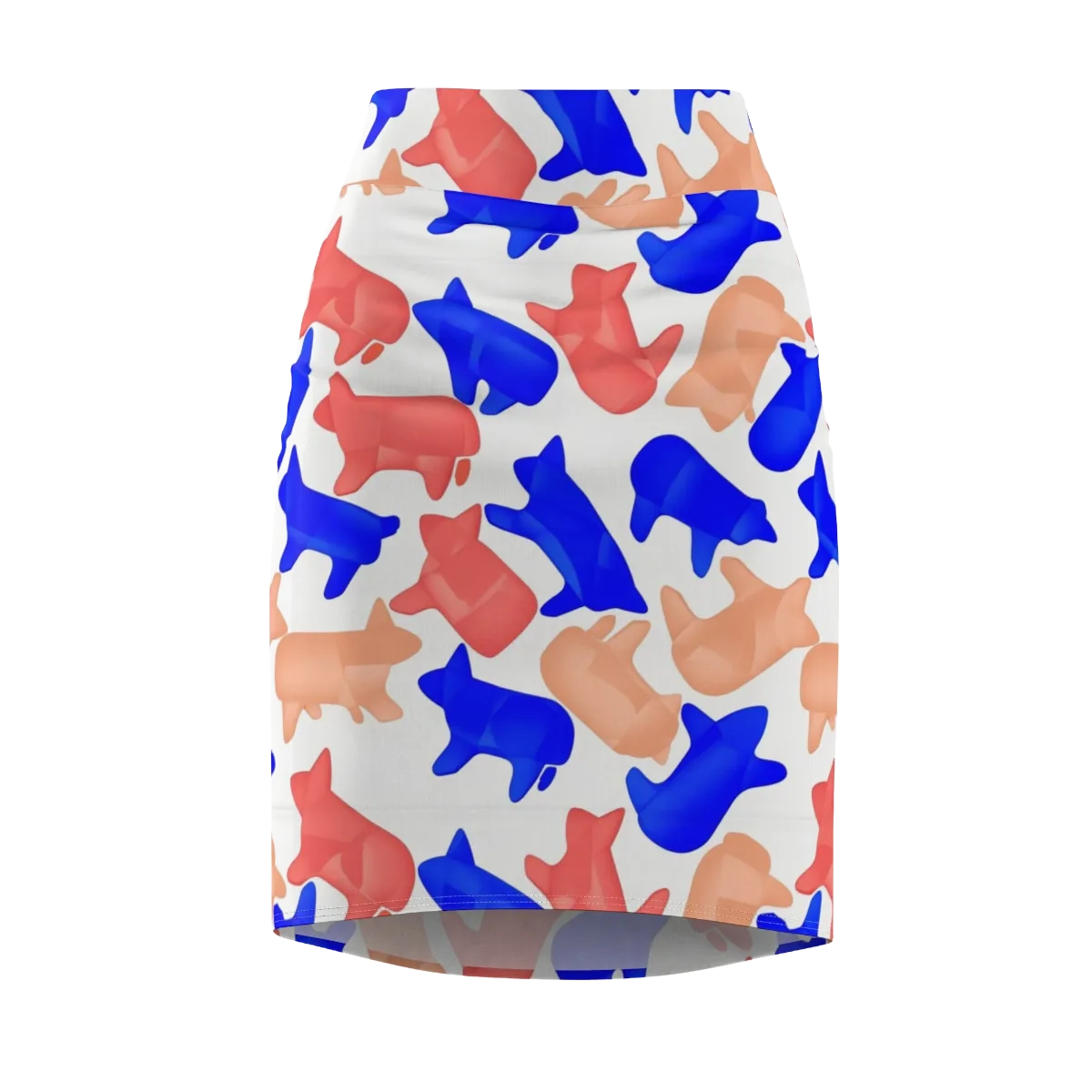 Pop Art Menagerie on Pencil Skirt — Front