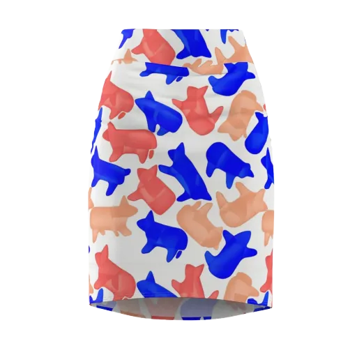 Pop Art Menagerie on a Pencil Skirt