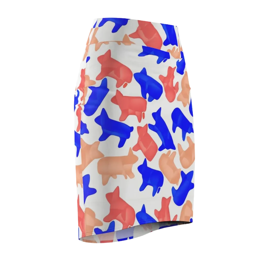 Pop Art Menagerie on Pencil Skirt — Front Side