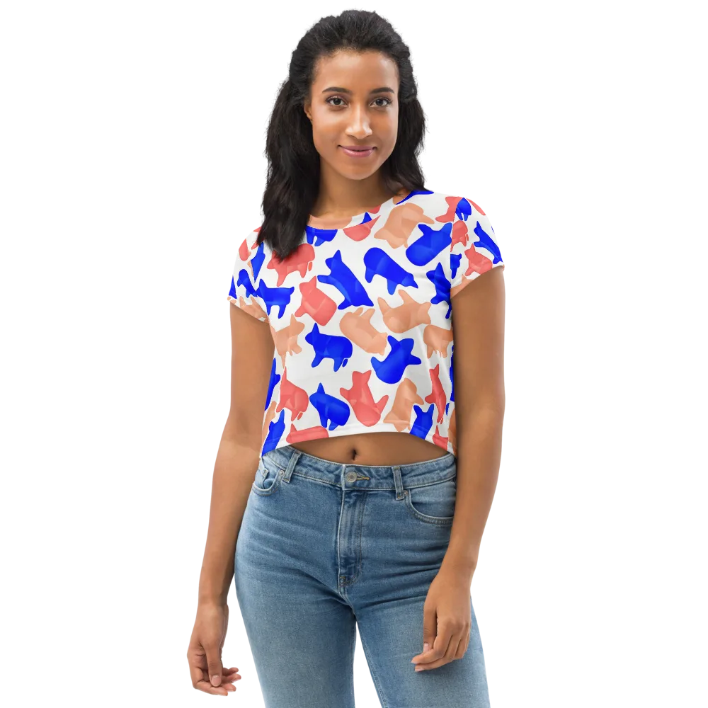 Pop Art Menagerie on Crop Tee — Front