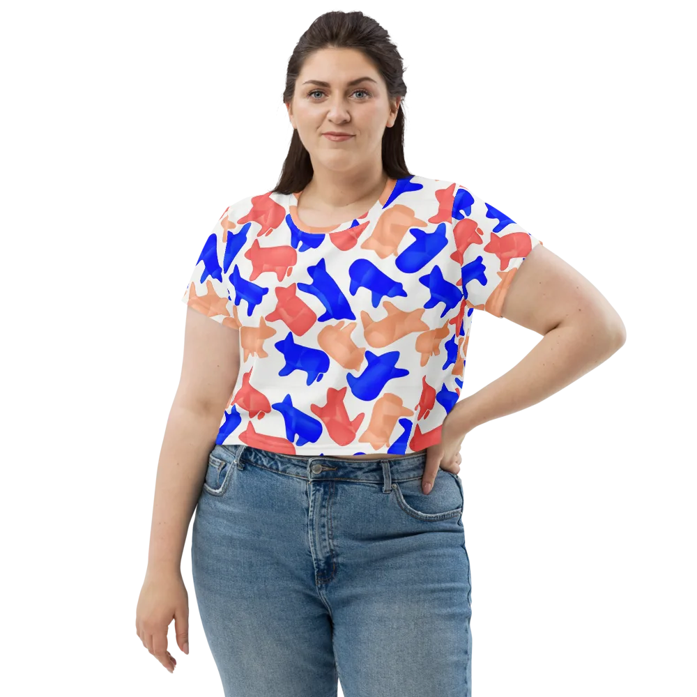 Pop Art Menagerie on Crop Tee — Front