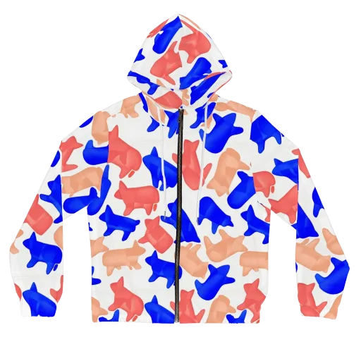 Pop Art Menagerie on a Women's Full-Zip Hoodie
