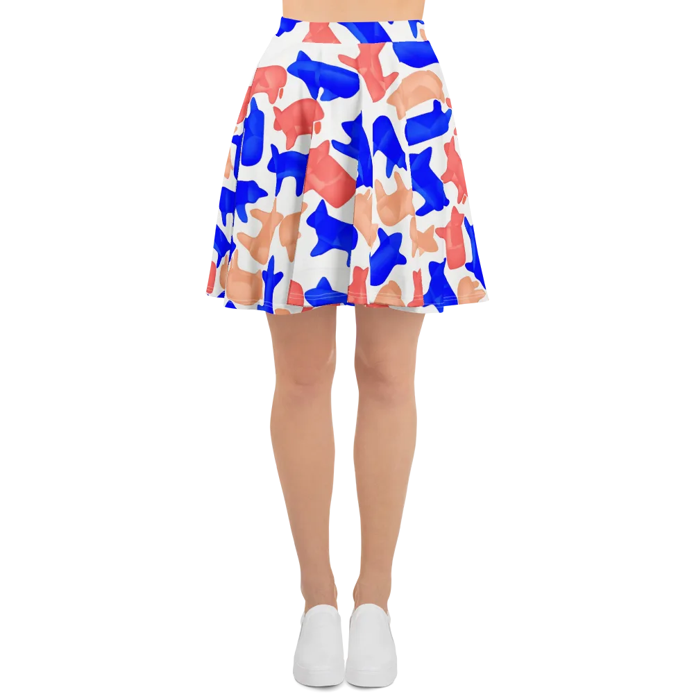 Pop Art Menagerie on Skater Skirt — Front