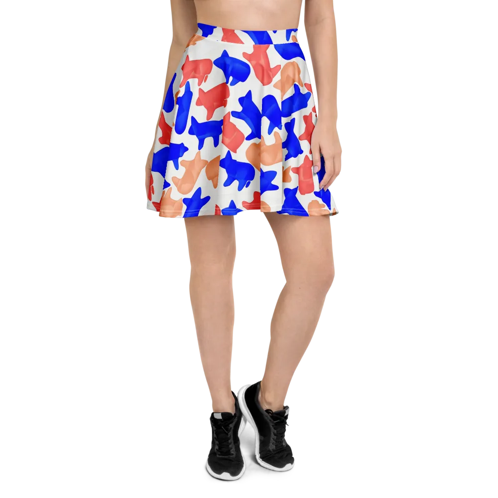 Pop Art Menagerie on Skater Skirt — Front
