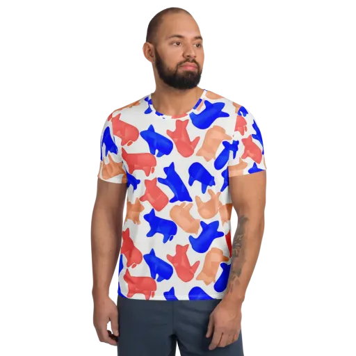 Pop Art Menagerie on a Men's Athletic T-Shirt