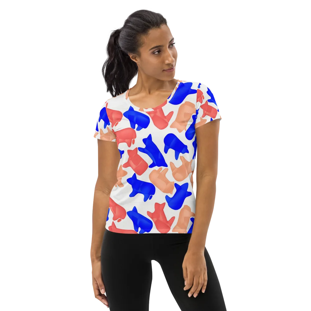 Pop Art Menagerie on Women's Athletic T-Shirt — Front