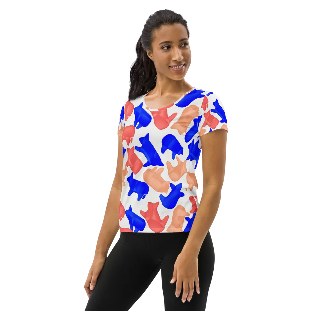 Pop Art Menagerie on Women's Athletic T-Shirt — Left