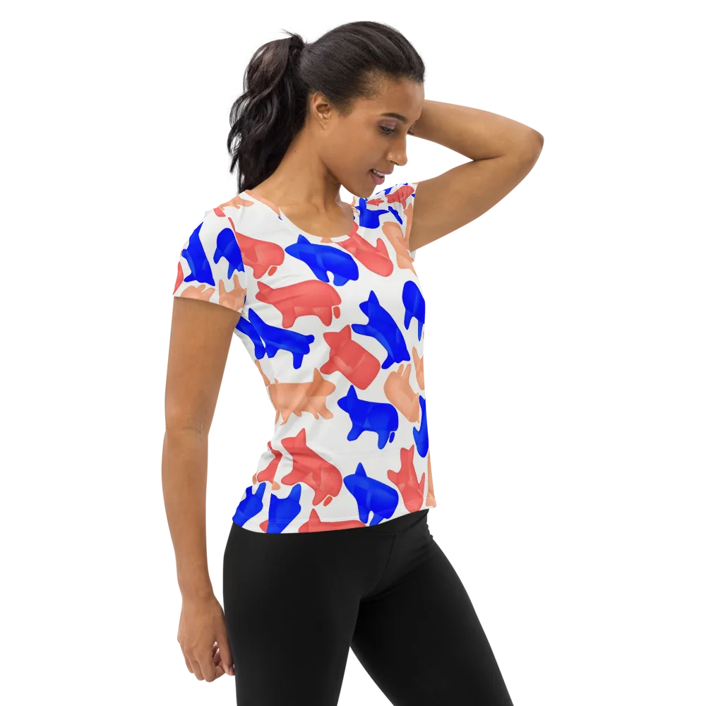 Pop Art Menagerie on Women's Athletic T-Shirt — Right
