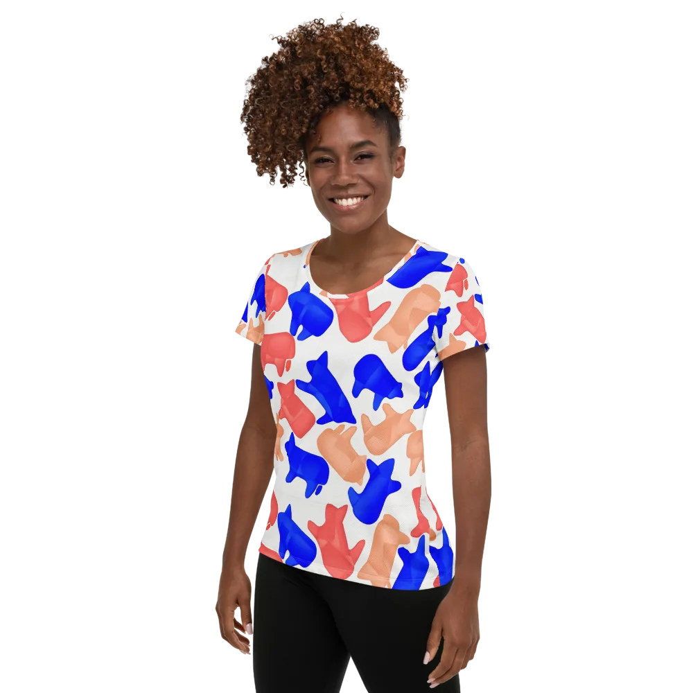 Pop Art Menagerie on Women's Athletic T-Shirt — Left
