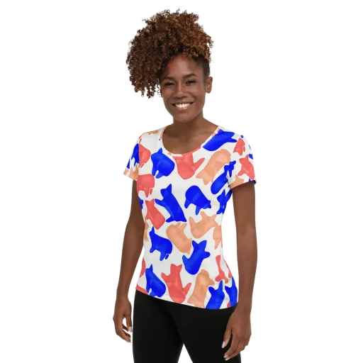 Pop Art Menagerie on a Women's Athletic T-Shirt