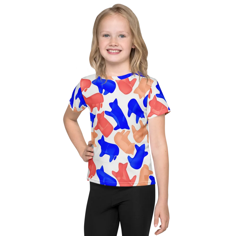 Pop Art Menagerie on Kids Crew Neck T-Shirt — Front