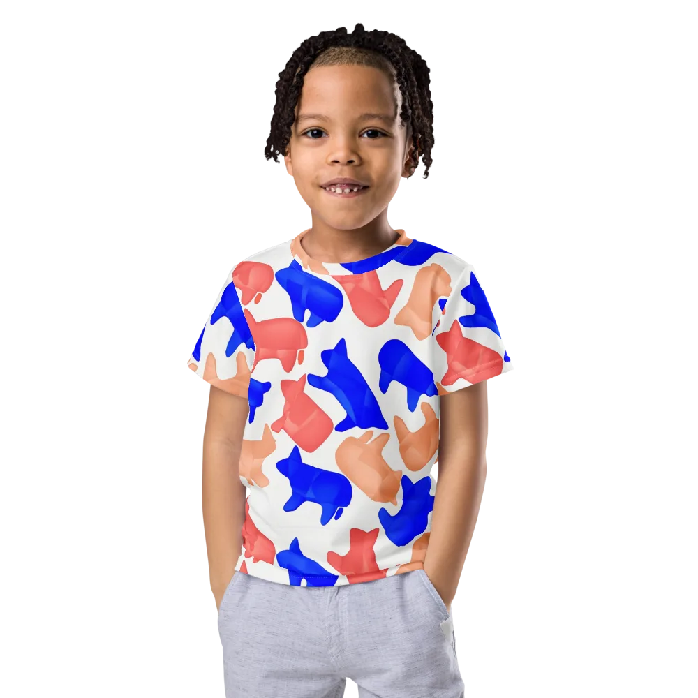 Pop Art Menagerie on Kids Crew Neck T-Shirt — Front