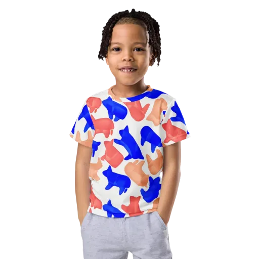 Pop Art Menagerie on a Kids Crew Neck T-Shirt