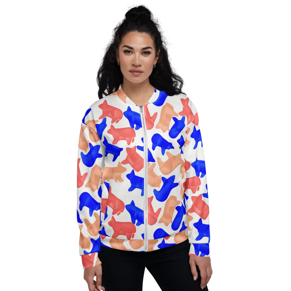Pop Art Menagerie on Bomber Jacket — Front