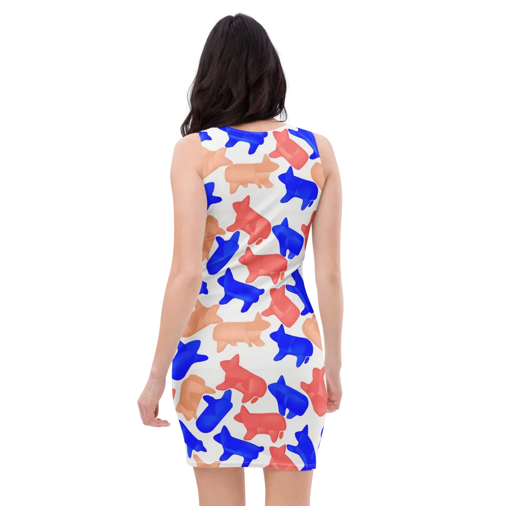 Pop Art Menagerie on Bodycon Dress — Back