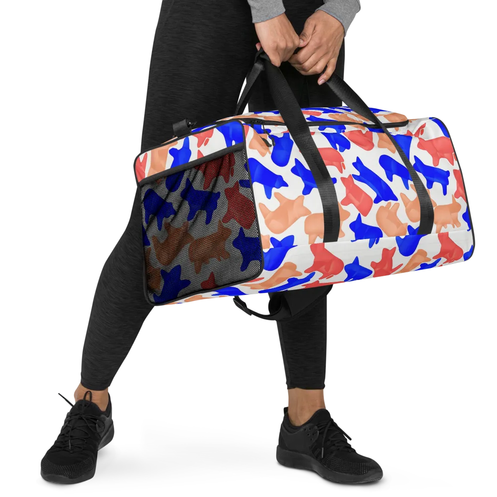 Pop Art Menagerie on Duffle Bag — Right Front