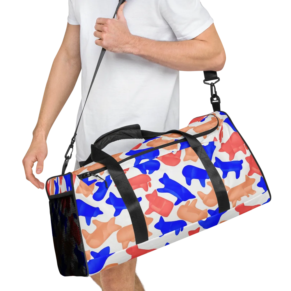 Pop Art Menagerie on Duffle Bag — Right Front