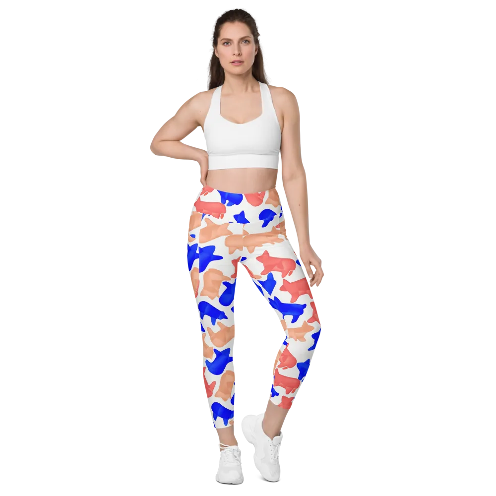 Pop Art Menagerie on Leggings with Pockets — Front