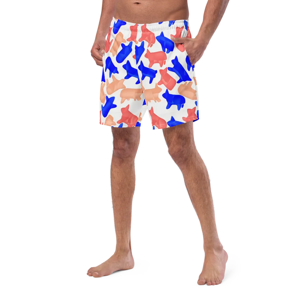 Pop Art Menagerie on Swim Trunks — Left Front