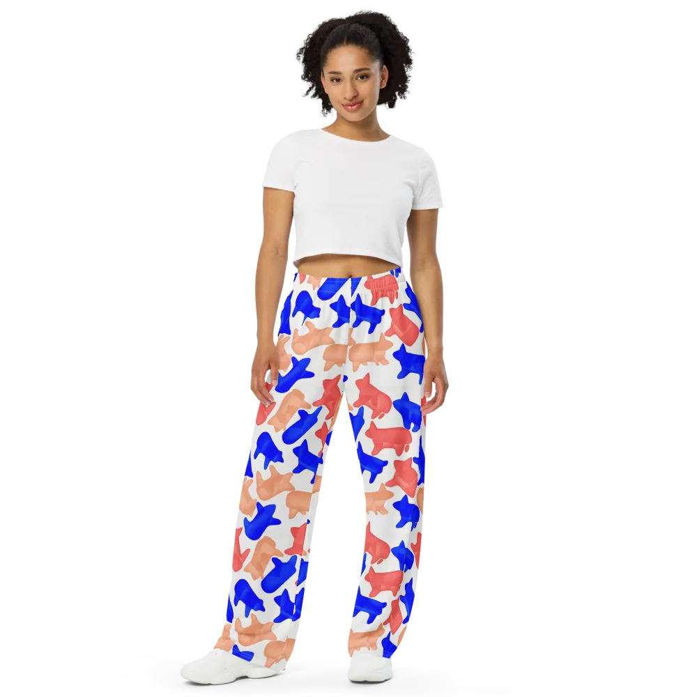 Pop Art Menagerie on Wide-Leg Pants — Front