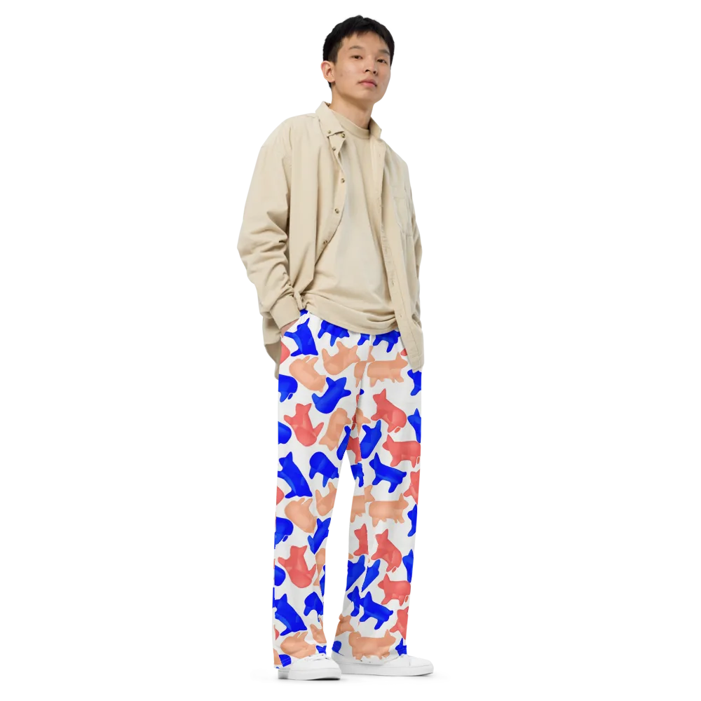 Pop Art Menagerie on Wide-Leg Pants — Right Front