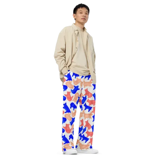Pop Art Menagerie on a Wide-Leg Pants