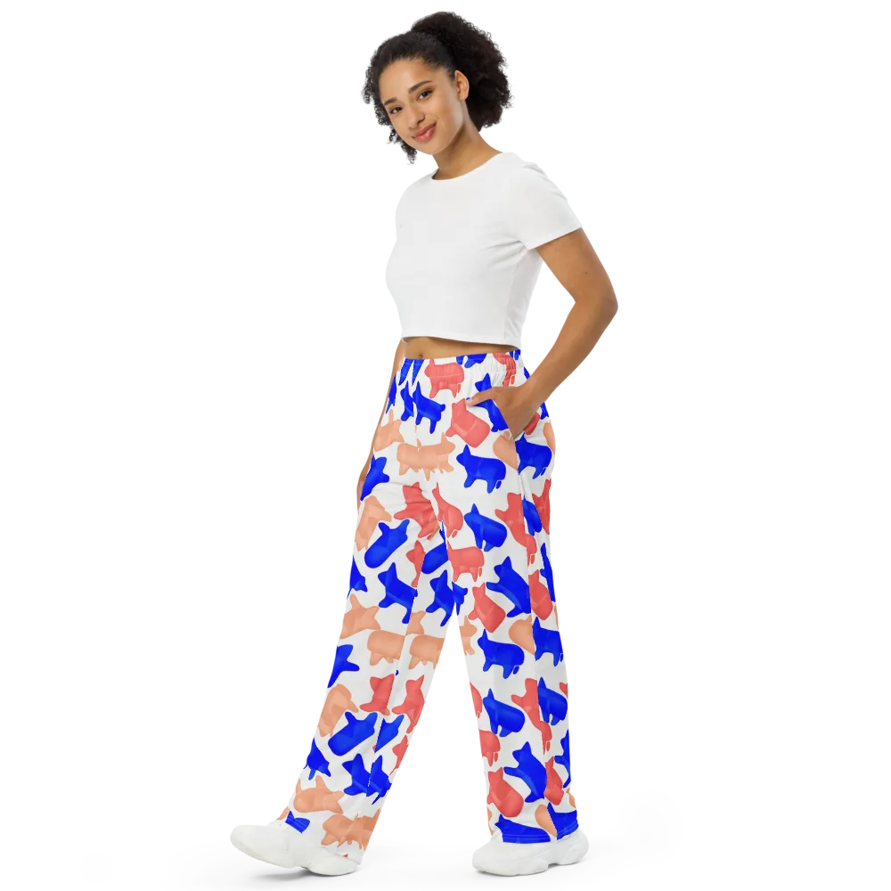Pop Art Menagerie on Wide-Leg Pants — Left Front