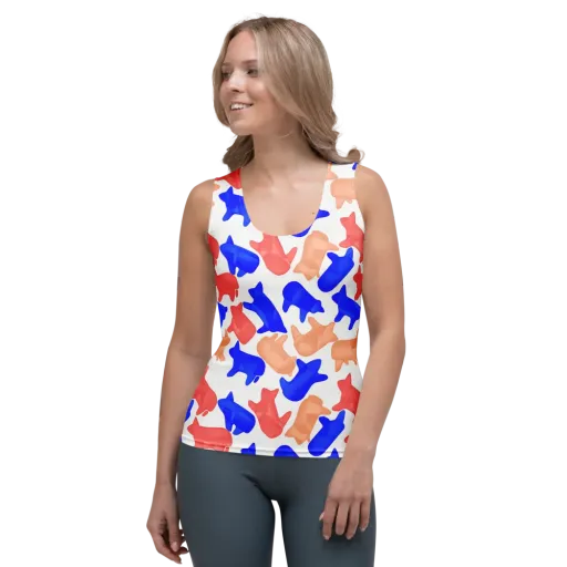 Pop Art Menagerie on a Women's Tank Top