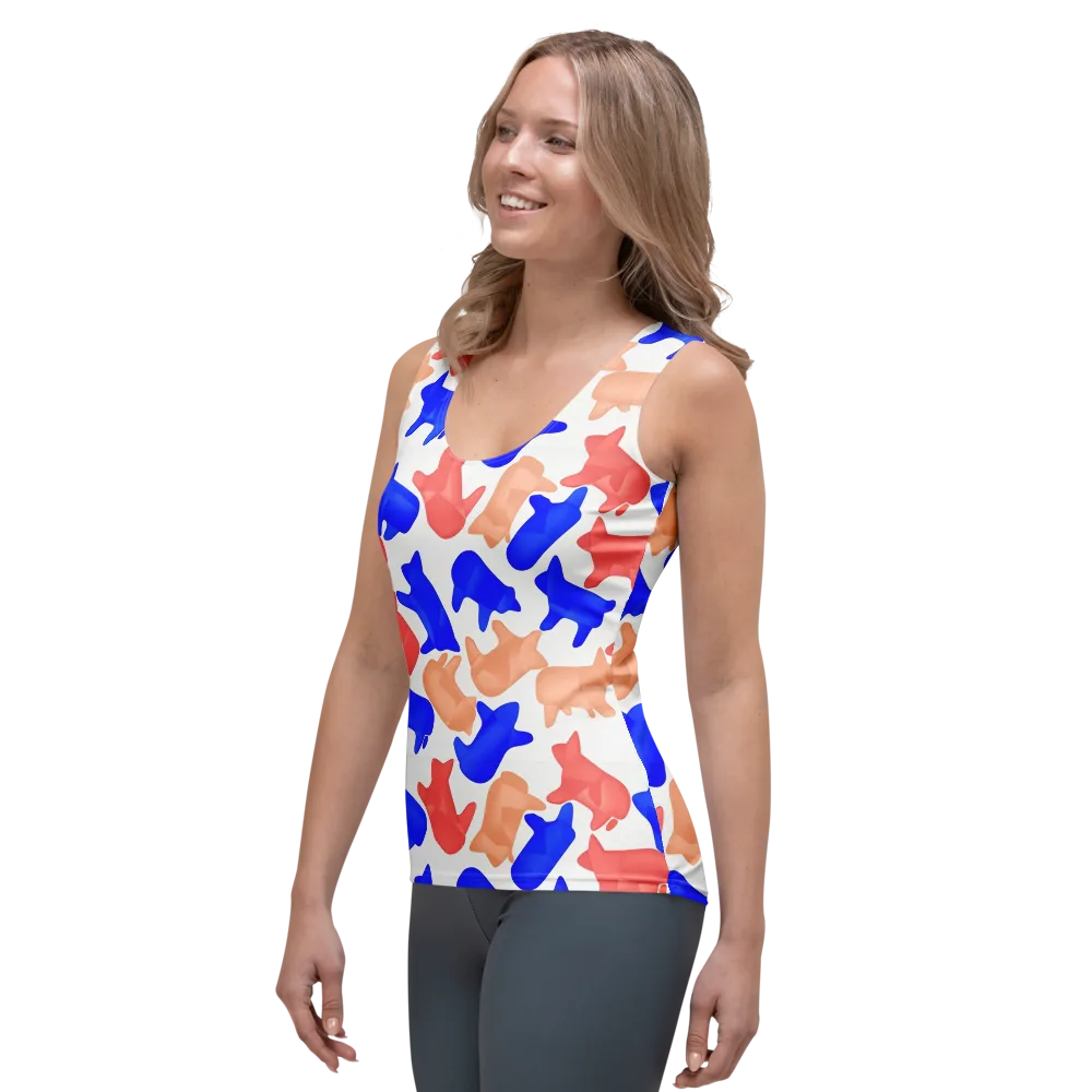 Pop Art Menagerie on Women's Tank Top — Left Front