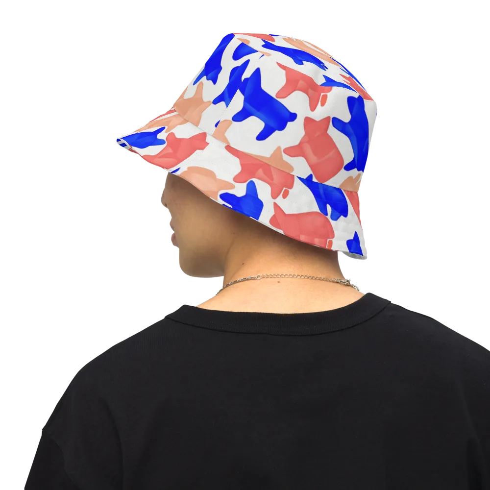Pop Art Menagerie on Reversible Bucket Hat — Back Inside