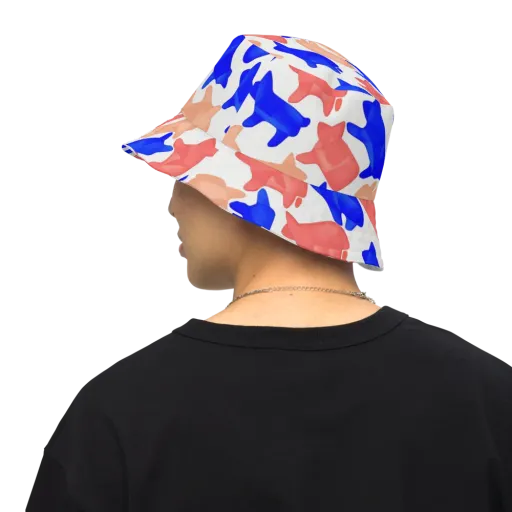 Pop Art Menagerie on a Reversible Bucket Hat