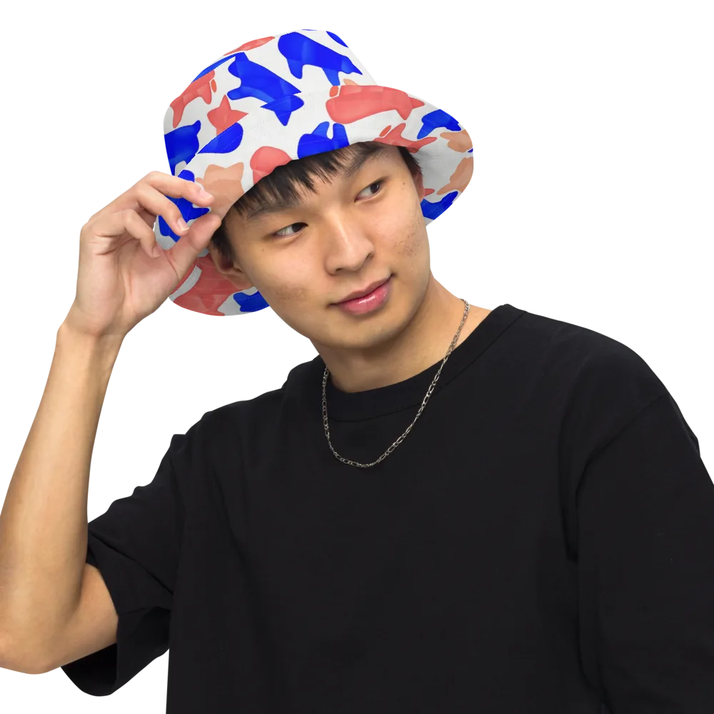 Pop Art Menagerie on Reversible Bucket Hat — Front Inside