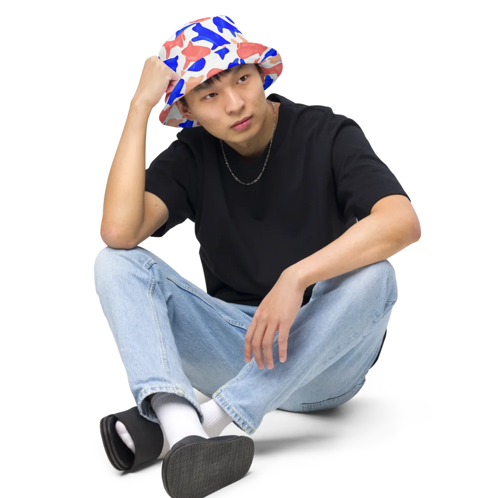 Pop Art Menagerie on Reversible Bucket Hat — Front 2 Inside