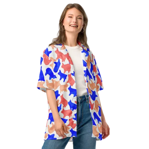 Pop Art Menagerie on a Button Shirt