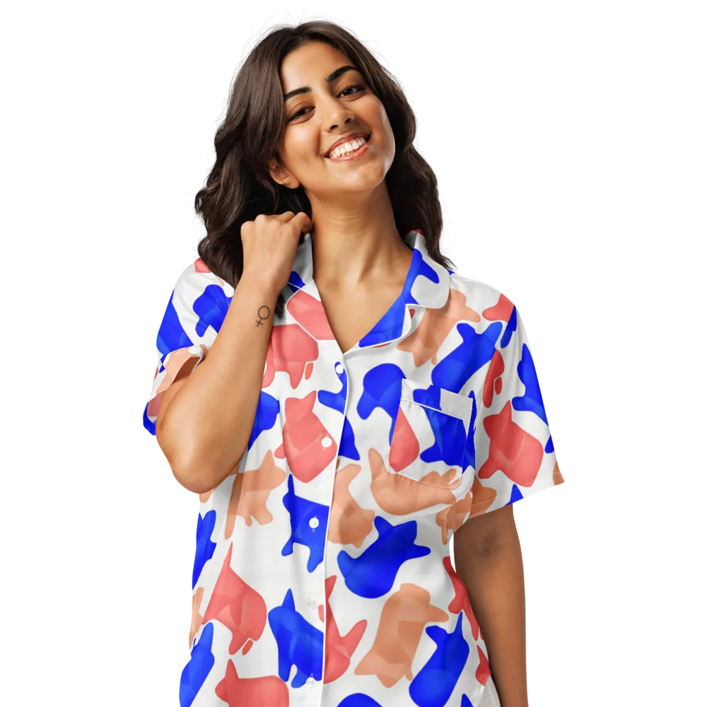 Pop Art Menagerie on Women's Short Sleeve Pajama Top — Front